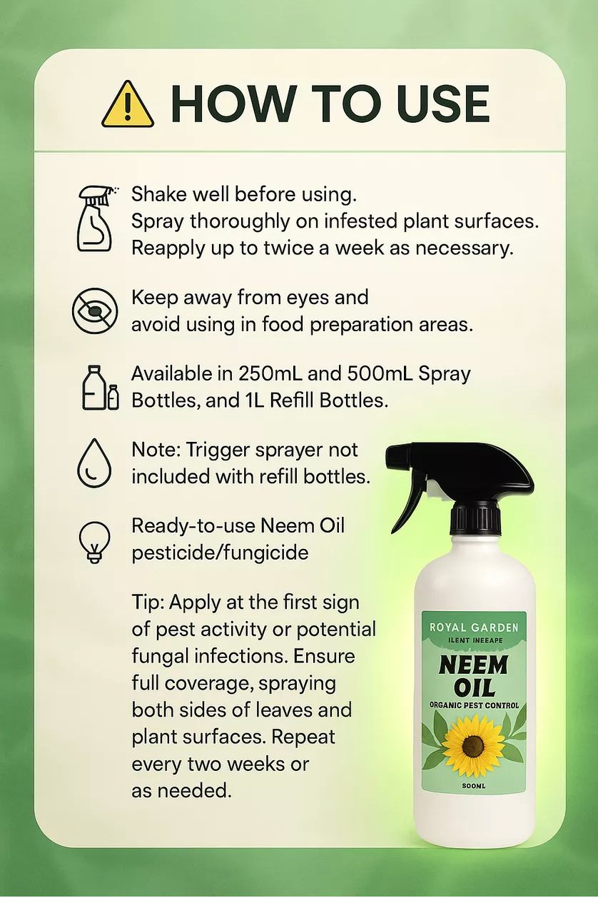 Neem Oil Spray Plants Insecticide Pesticide Refill 1 Liter 500ml 1 Gallon 3750ml
